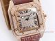 Iced Out Cartier Santos Diamond Watch Automatic Brown Leather Strap (4)_th.jpg